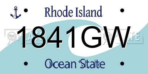 1841GW Rhode Island License Plate
