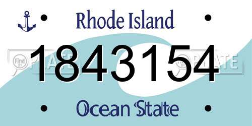 1843154 Rhode Island License Plate