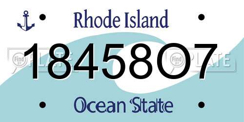 18458O7 Rhode Island License Plate