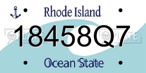 18458Q7 Rhode Island License Plate