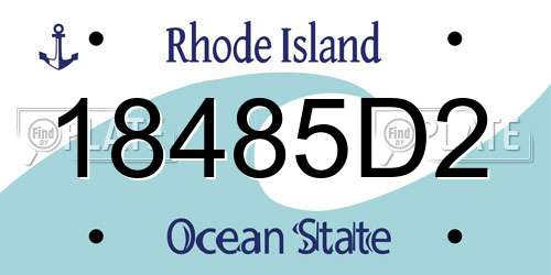 18485D2 Rhode Island License Plate