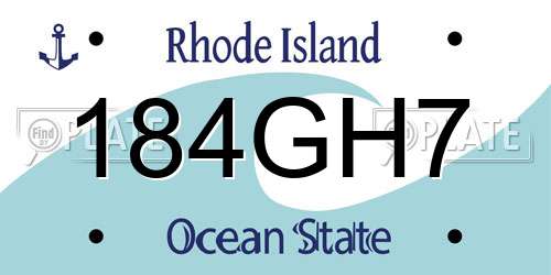 184GH7 Rhode Island License Plate