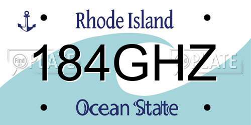 184GHZ Rhode Island License Plate