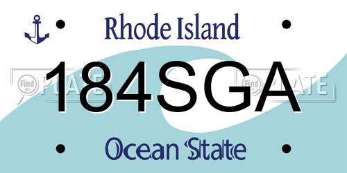 184SGA Rhode Island License Plate