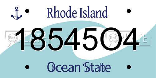 18545O4 Rhode Island License Plate