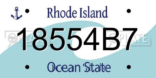 18554B7 Rhode Island License Plate