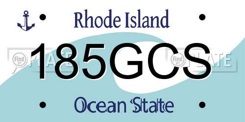 185GCS Rhode Island License Plate
