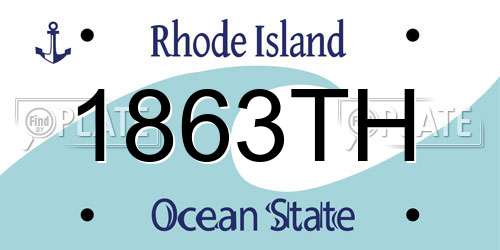 1863TH Rhode Island License Plate