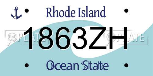 1863ZH Rhode Island License Plate