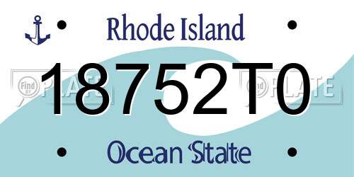 18752T0 Rhode Island License Plate