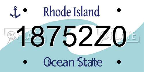 18752Z0 Rhode Island License Plate