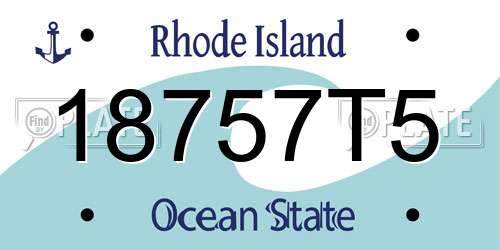 18757T5 Rhode Island License Plate