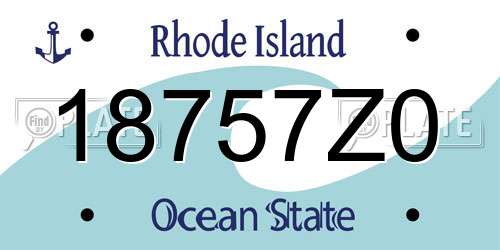 18757Z0 Rhode Island License Plate