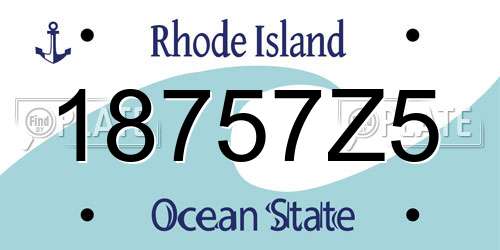 18757Z5 Rhode Island License Plate