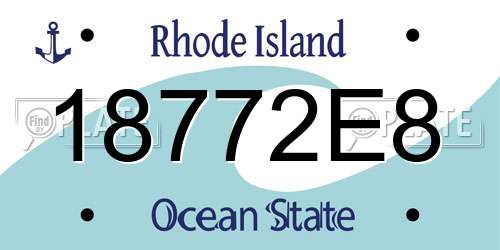 18772E8 Rhode Island License Plate