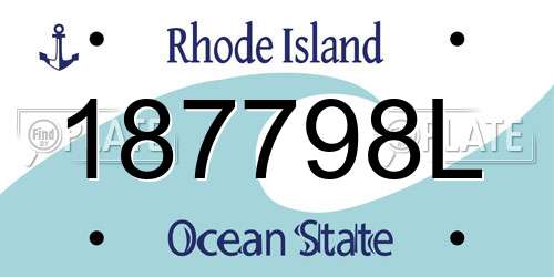 187798L Rhode Island License Plate