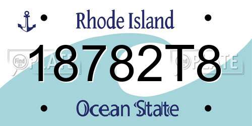 18782T8 Rhode Island License Plate