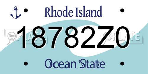 18782Z0 Rhode Island License Plate