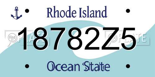 18782Z5 Rhode Island License Plate