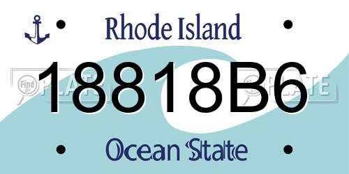 18818B6 Rhode Island License Plate