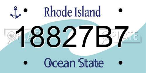 18827B7 Rhode Island License Plate