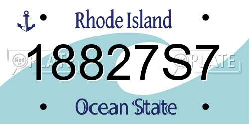 18827S7 Rhode Island License Plate