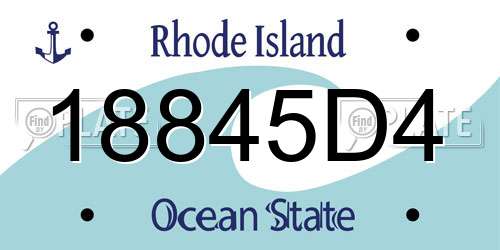 18845D4 Rhode Island License Plate
