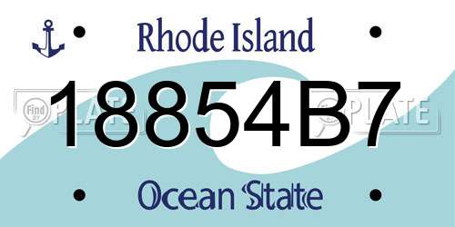 18854B7 Rhode Island License Plate