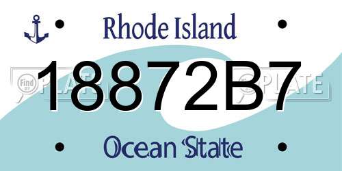 18872B7 Rhode Island License Plate