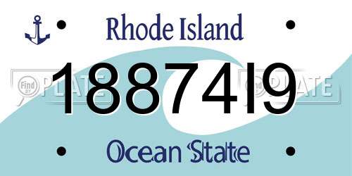 18874I9 Rhode Island License Plate