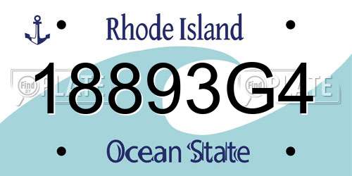 18893G4 Rhode Island License Plate
