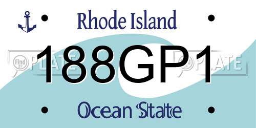 188GP1 Rhode Island License Plate