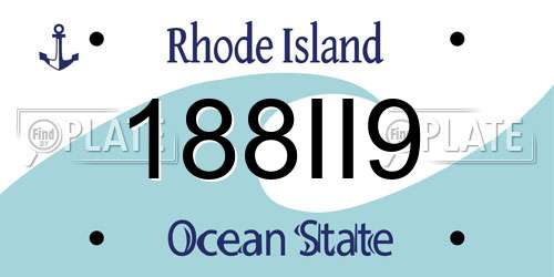 188II9 Rhode Island License Plate