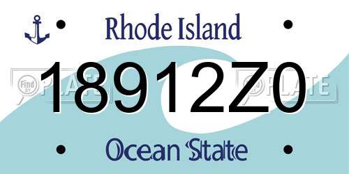 18912Z0 Rhode Island License Plate