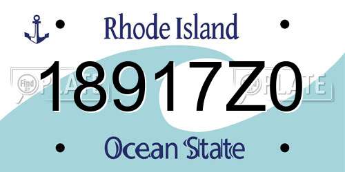 18917Z0 Rhode Island License Plate