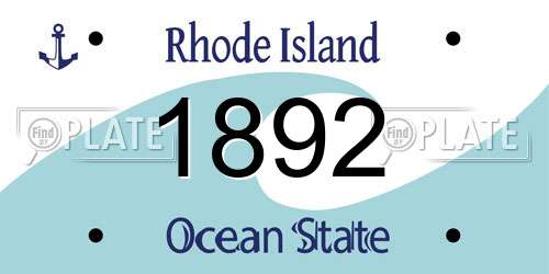 1892 Rhode Island License Plate