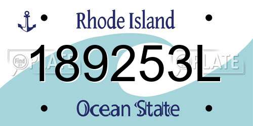189253L Rhode Island License Plate