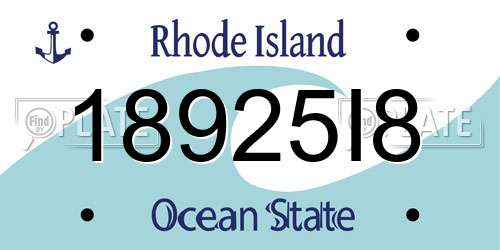 18925I8 Rhode Island License Plate