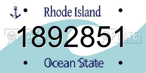 1892851 Rhode Island License Plate