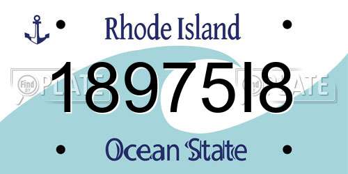 18975I8 Rhode Island License Plate