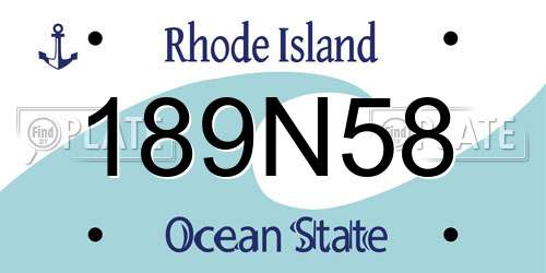 189N58 Rhode Island License Plate