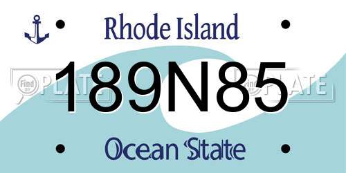 189N85 Rhode Island License Plate