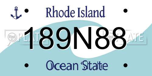 189N88 Rhode Island License Plate