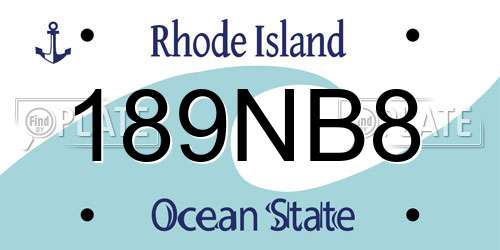 189NB8 Rhode Island License Plate