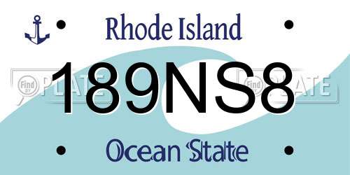 189NS8 Rhode Island License Plate