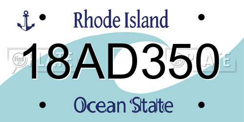 18AD350 Rhode Island License Plate