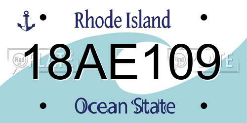 18AE109 Rhode Island License Plate