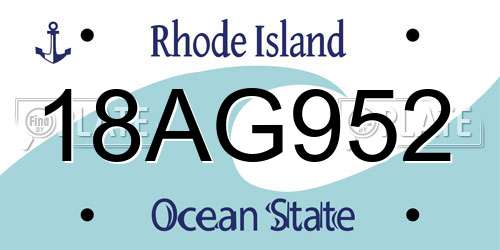 18AG952 Rhode Island License Plate