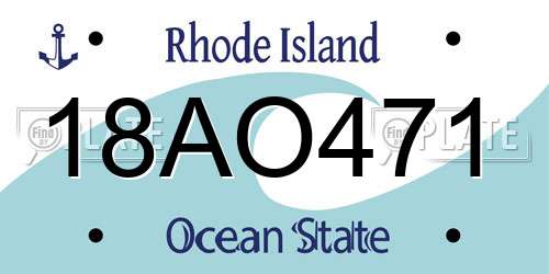 18AO471 Rhode Island License Plate