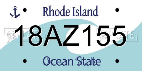 18AZ155 Rhode Island License Plate